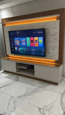 Home ripado para TV de 75" com duas portas de correr 2036 cor 01 Flex